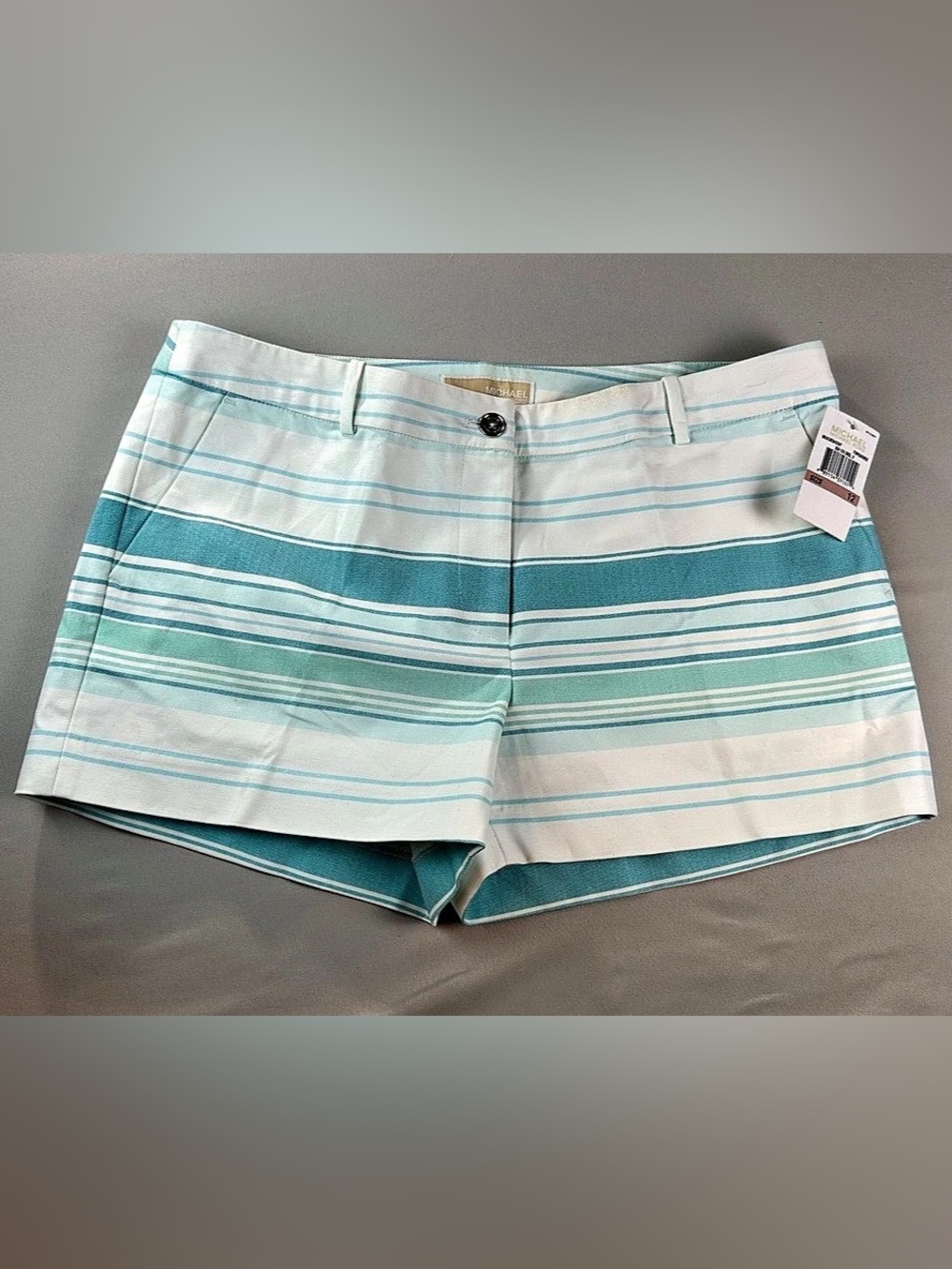 NWT Michael Kors Striped Shorts White Blue Size 12 NWT Nautical Coastal